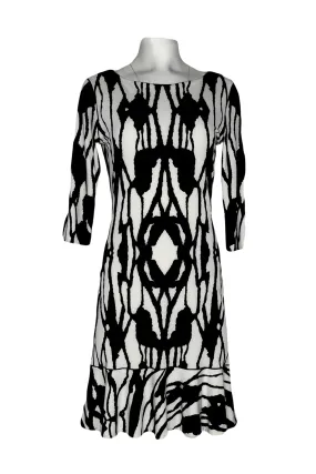 3/4 sleeve bottom ruffle lined dress