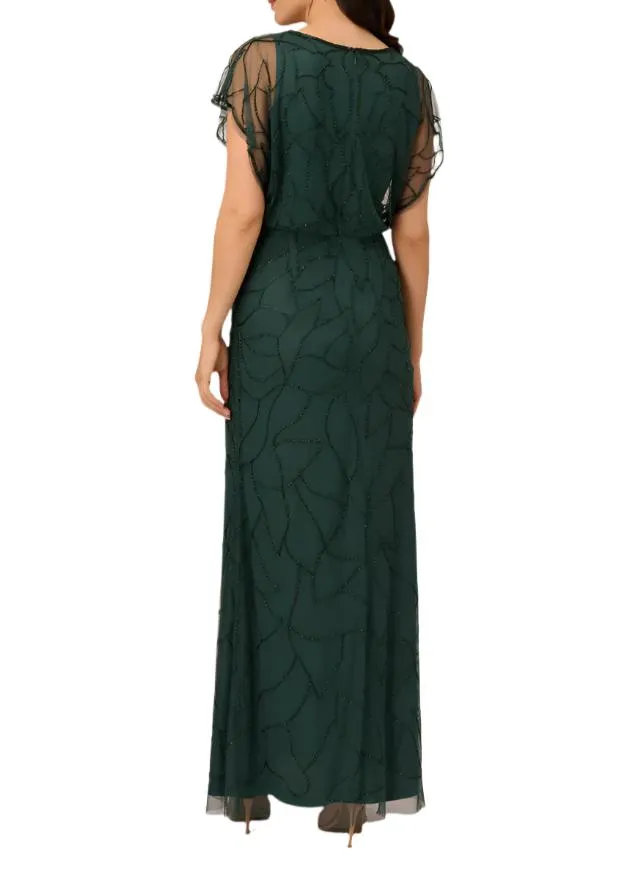 Adrianna Papell AP1E210622 Long Beaded Blouson Formal Dress