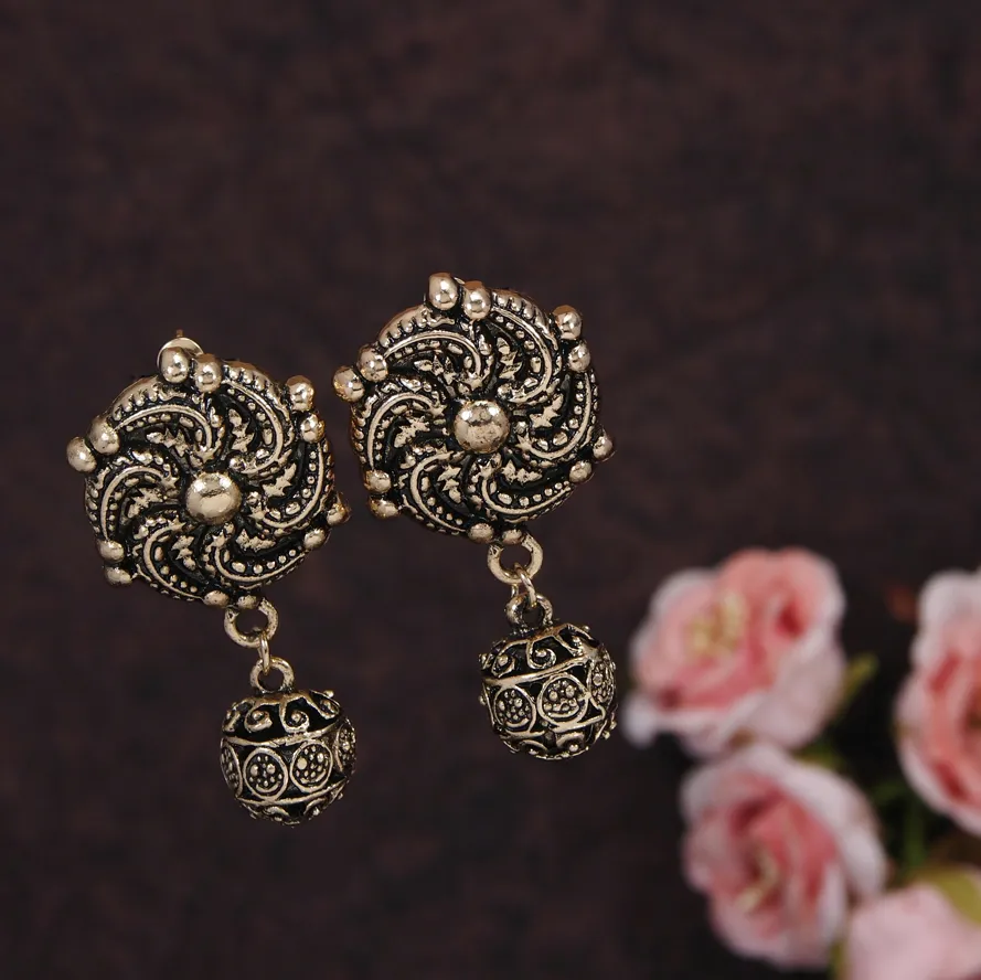 Antique Gold/Silver Plated Windmill Shaped Drop Earring