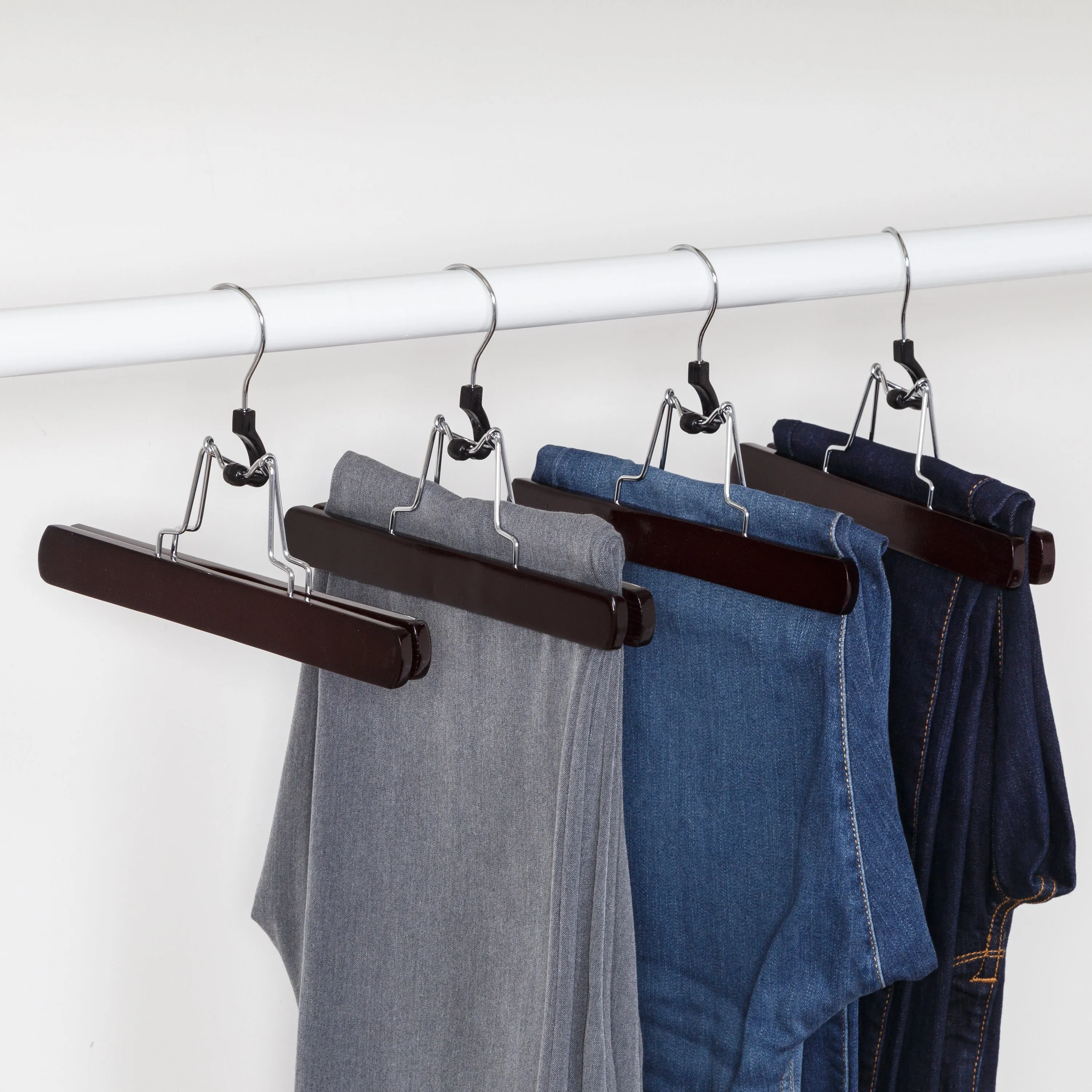 Cherry Finish Wood Pant Clamp Hangers (16-Pack)