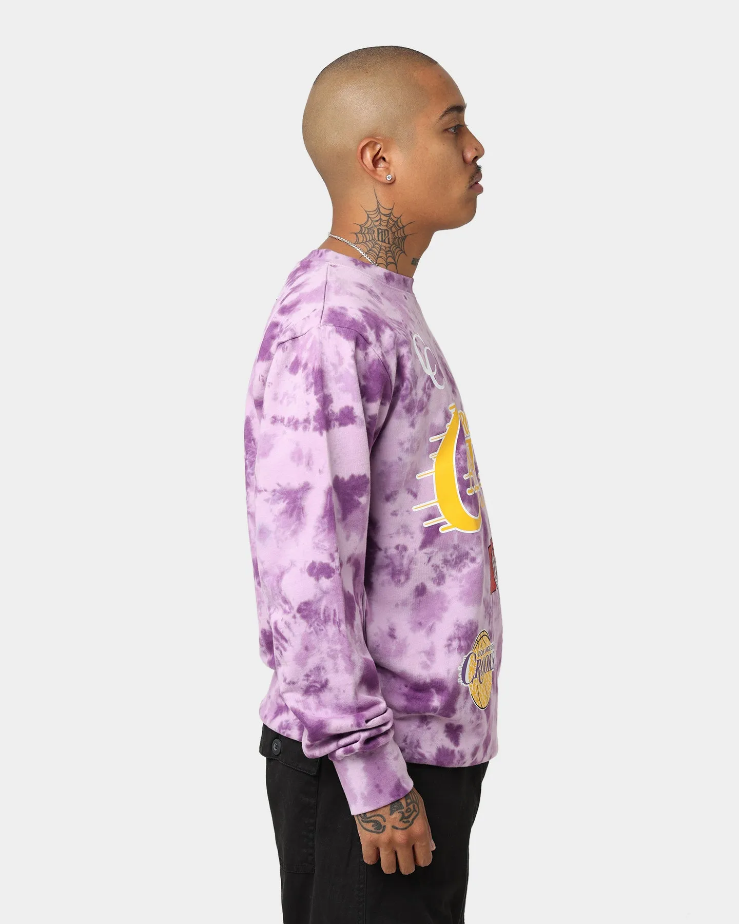 Crooks & Castles Los Angeles Serif Tie Dye Crewneck Purple Tie Dye