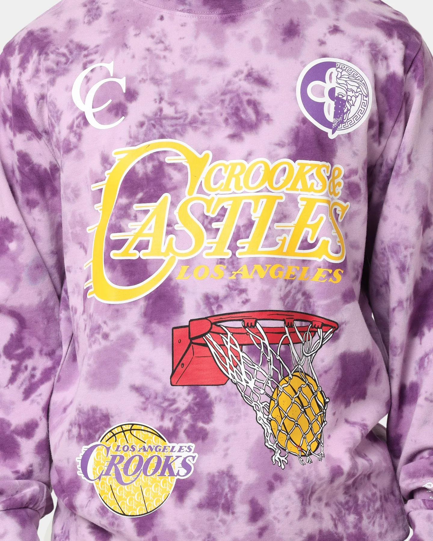 Crooks & Castles Los Angeles Serif Tie Dye Crewneck Purple Tie Dye