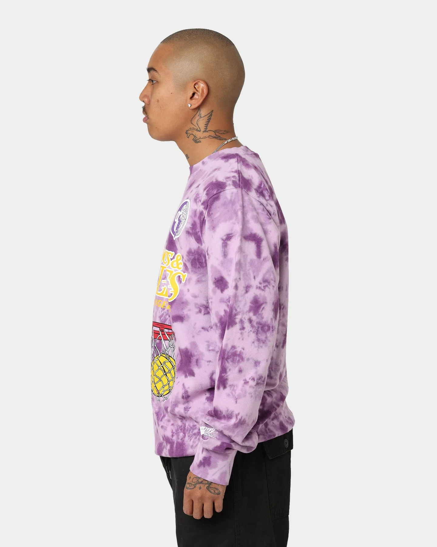 Crooks & Castles Los Angeles Serif Tie Dye Crewneck Purple Tie Dye
