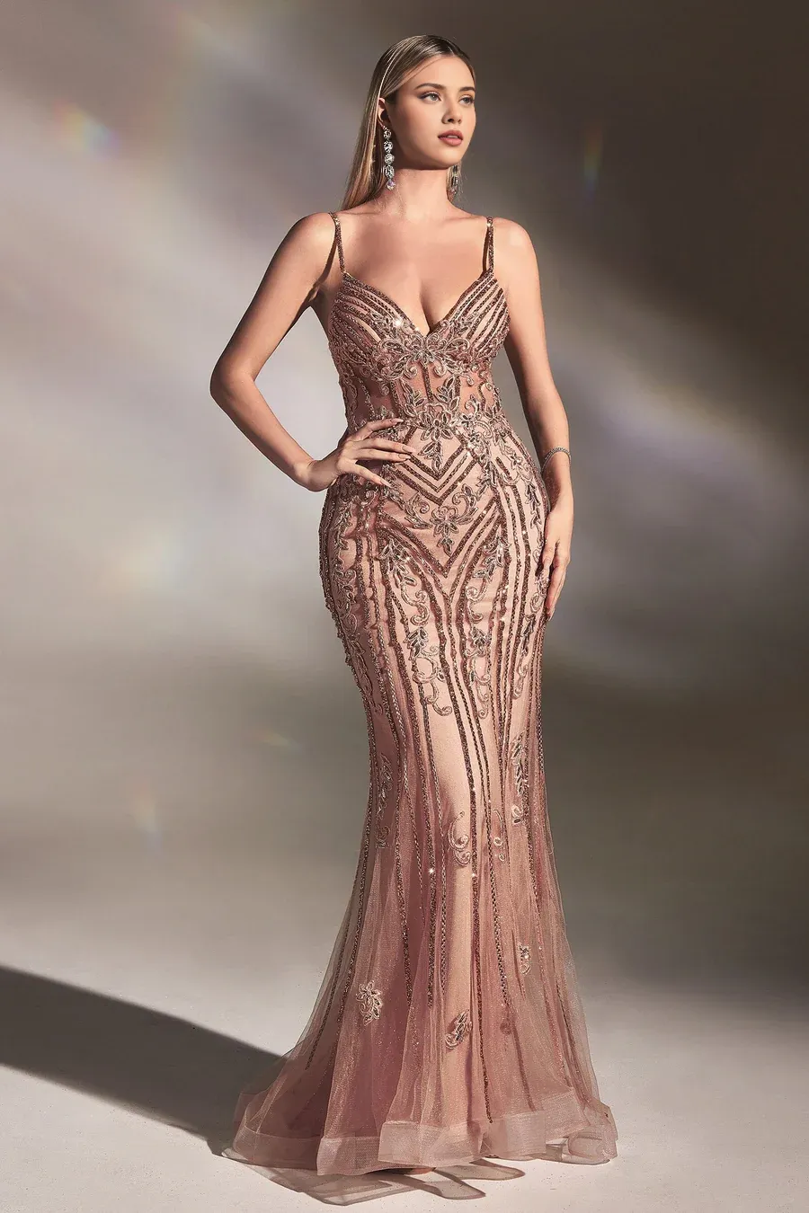 Elegant Evening Dress Beaded Sleeveless Mermaid Dress Prom Dresses