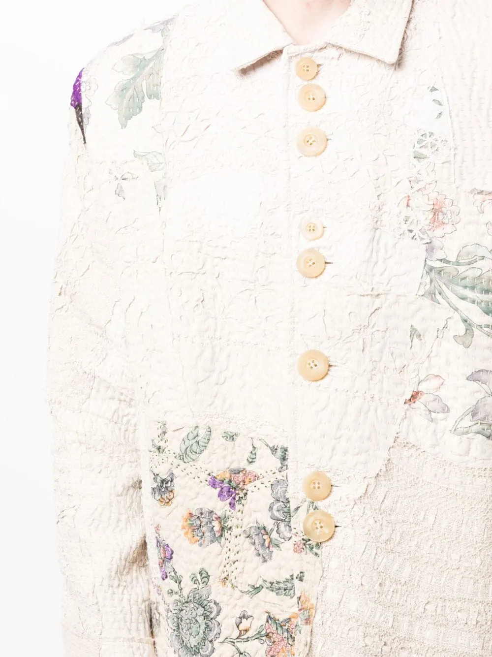 Embroidered-Patchwork Cotton Shirt Jacket