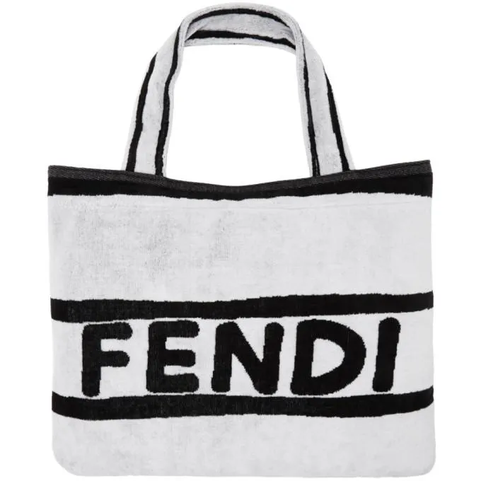 Fendi White and Black Convertible Towel Tote