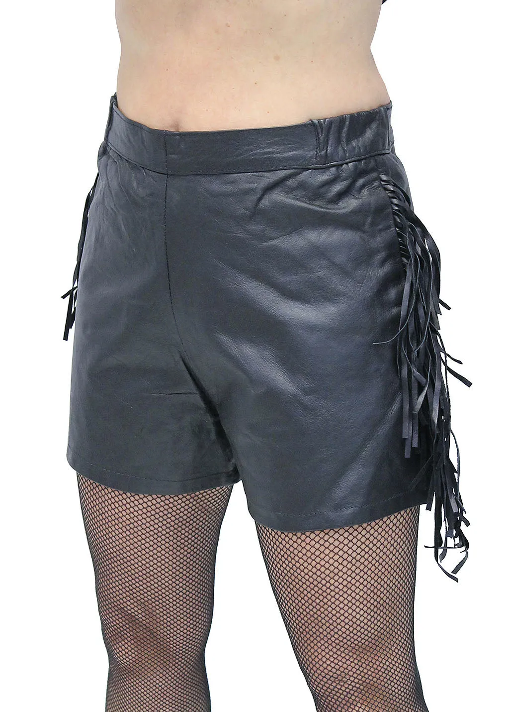Flirtatious and Fun Fringed Leather Shorts #SH3102FK ()