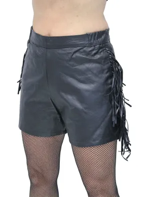 Flirtatious and Fun Fringed Leather Shorts #SH3102FK ()