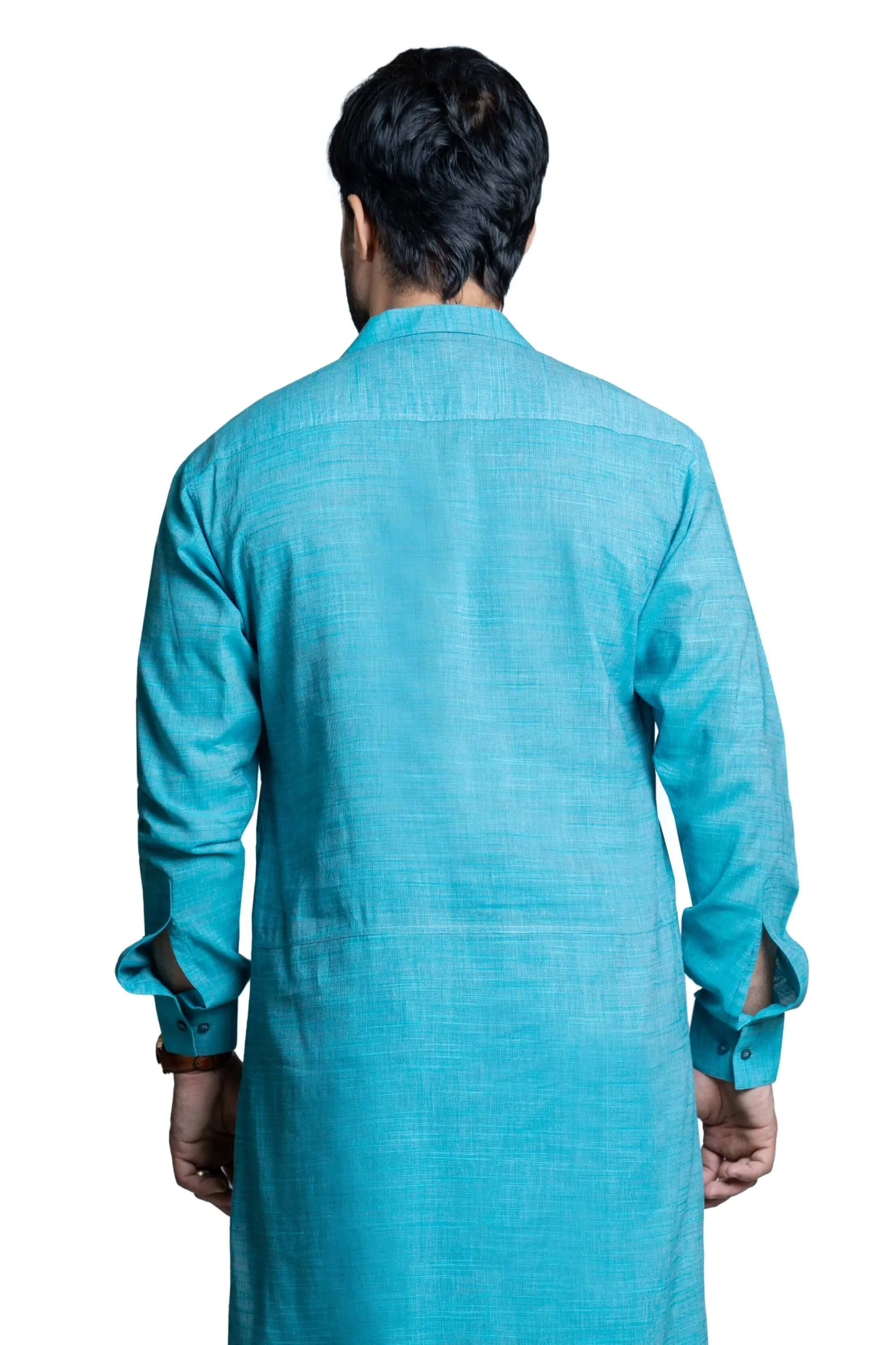 Handwoven Sky Blue Cotton 'Army DX' Kameez Shalwar