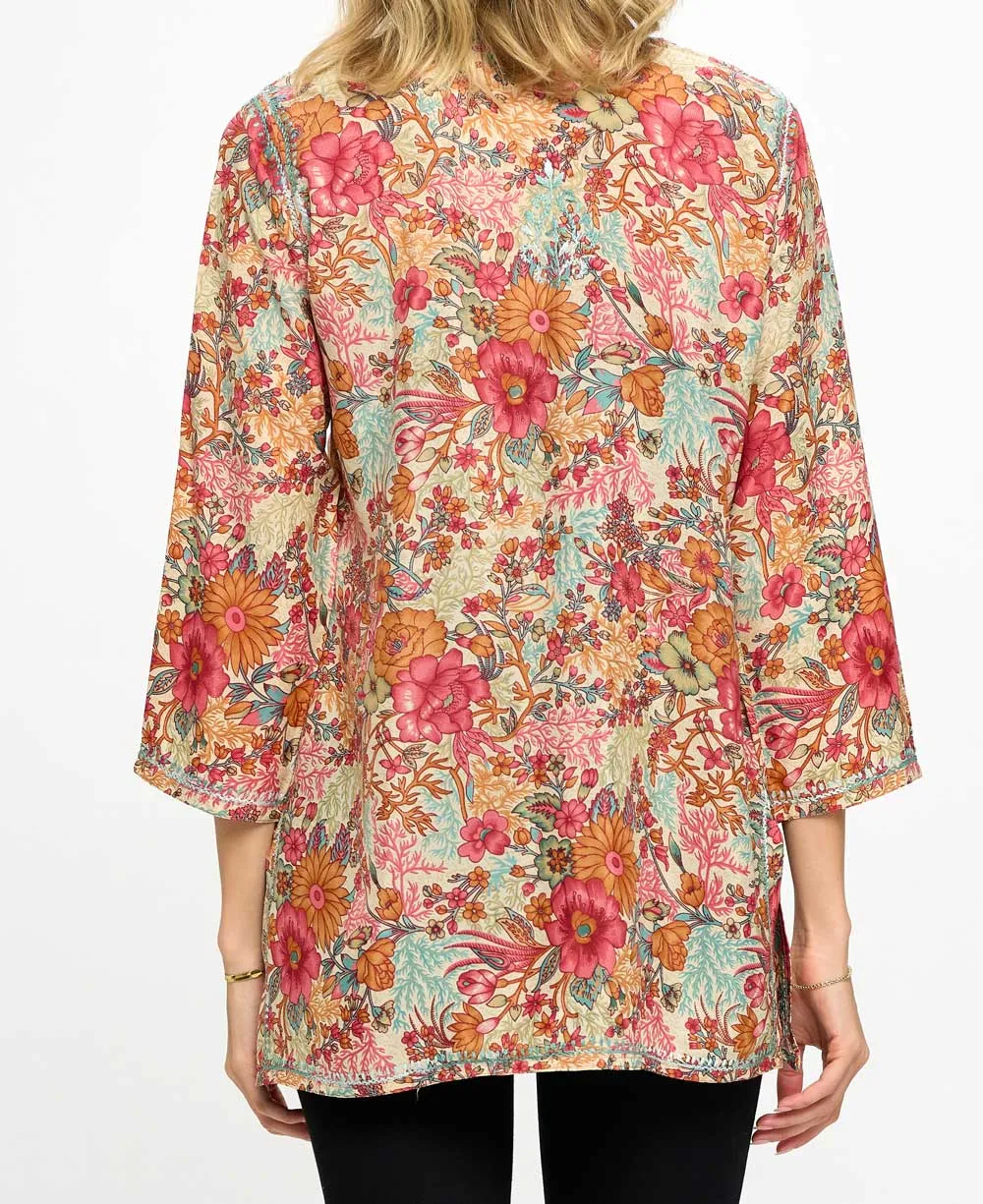 Joyful Floral Gardens Embroidered Tunic