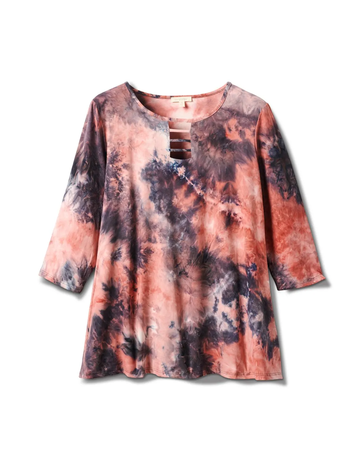 Lattice Neck Tie Dye Knit Top