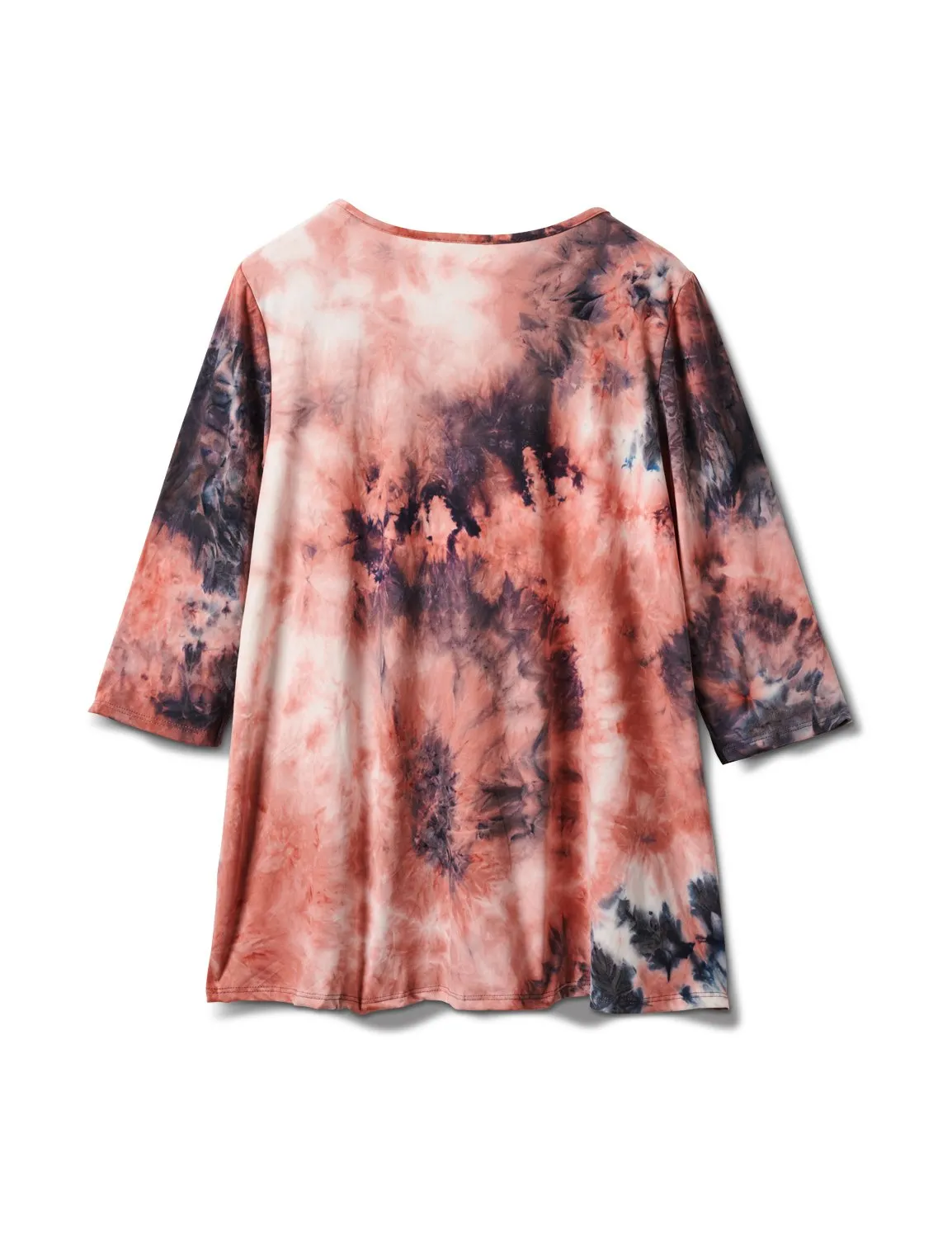 Lattice Neck Tie Dye Knit Top