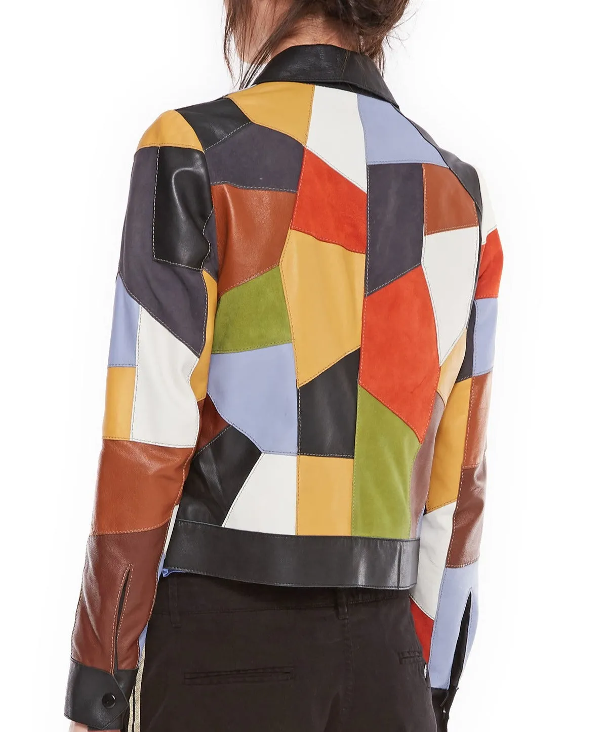 Leather patchwork jacket