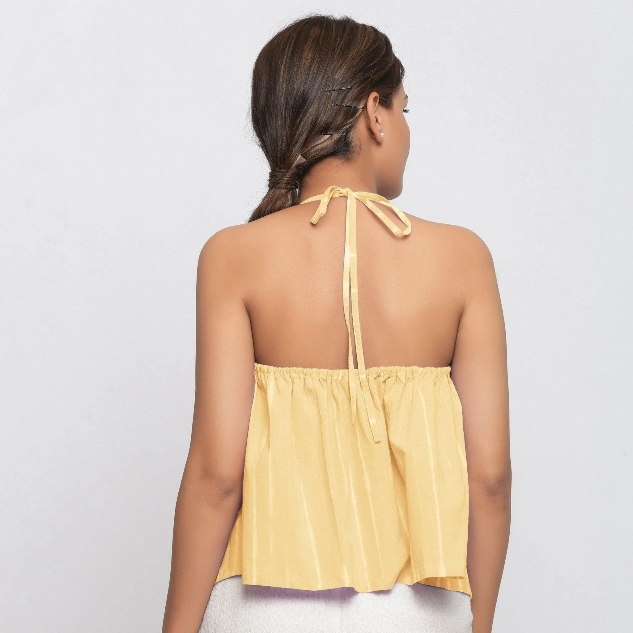Light Yellow Tie-Dye Strappy Camisole Top