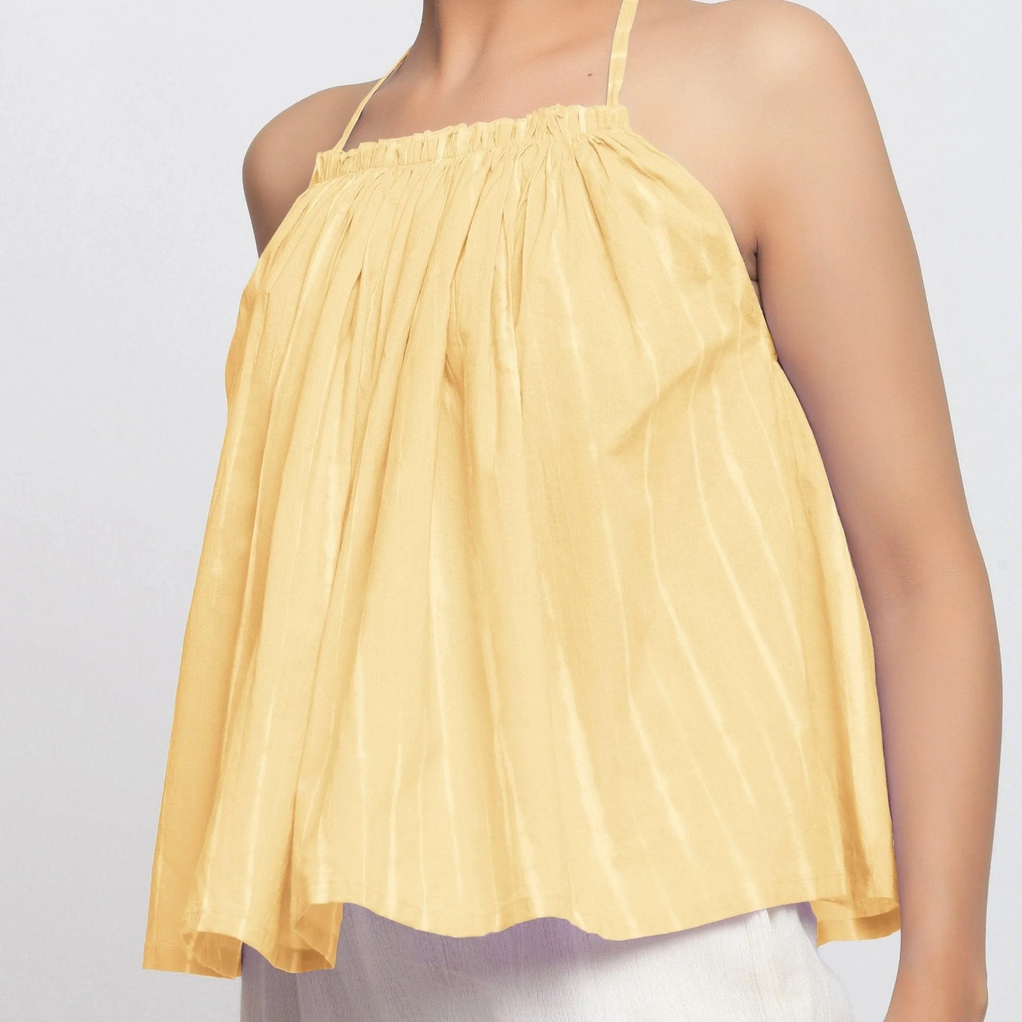 Light Yellow Tie-Dye Strappy Camisole Top