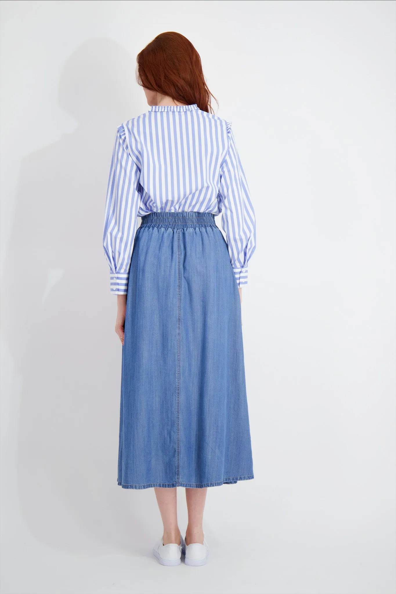 LYOCELL STITCH SKIRT-DENIM