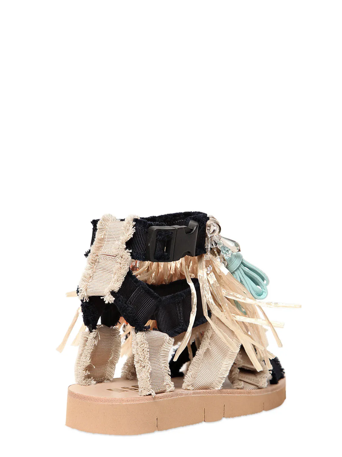 MSGM Fringed Canvas Sandals - Multi