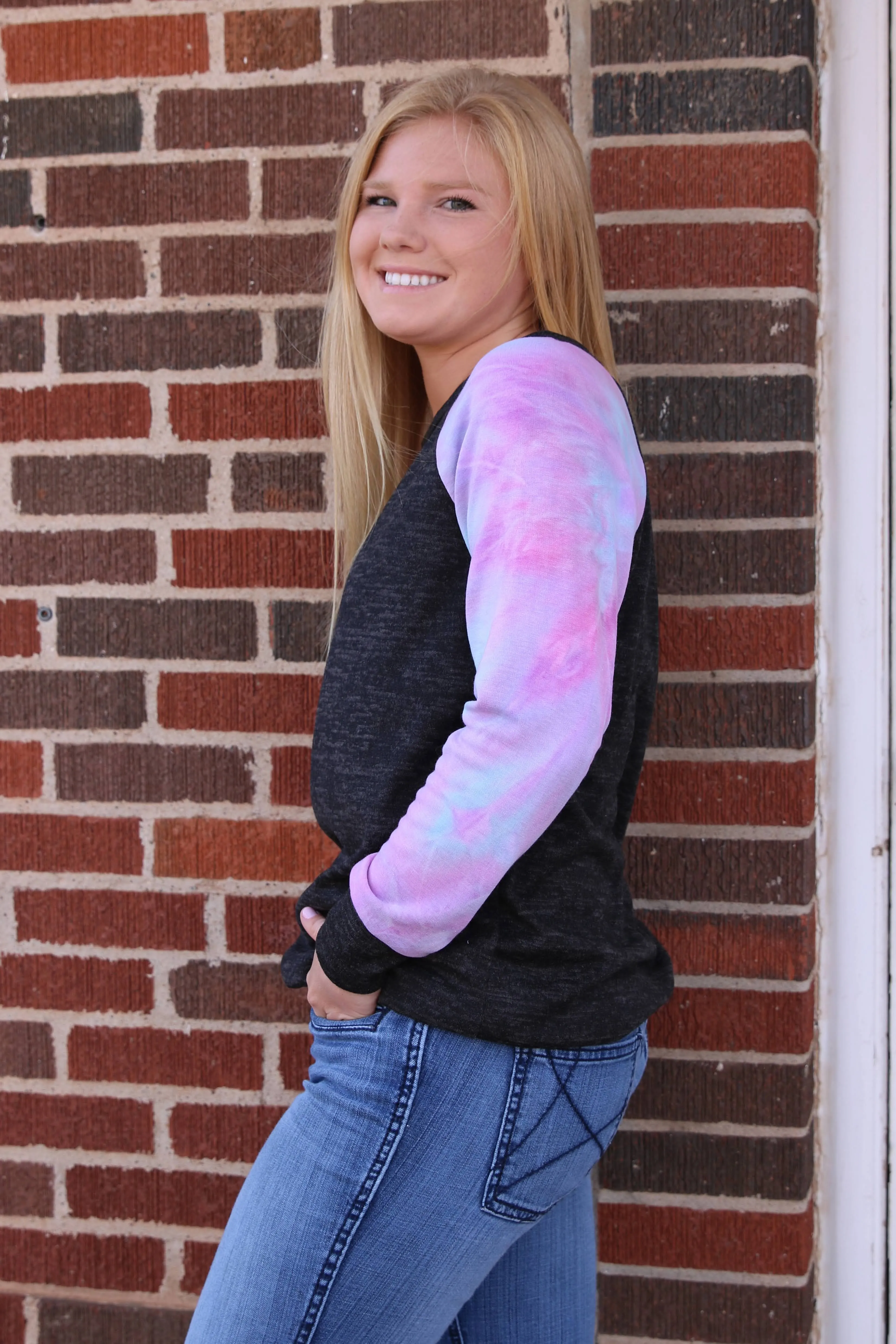 Ofelia Charcoal Tie Dye Top