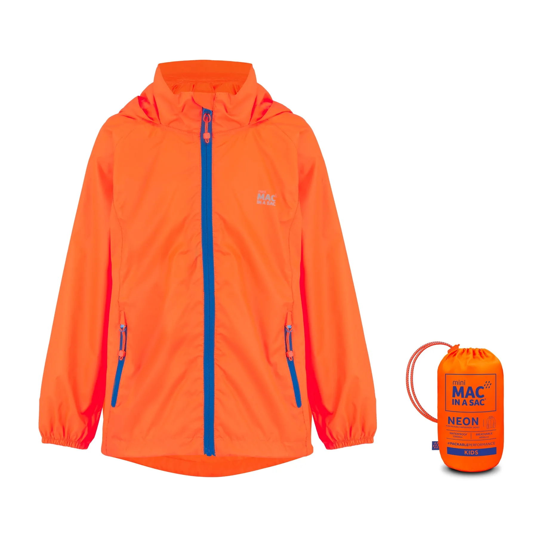 Origin Mini Packable Waterproof Kids Jacket - Neon Orange