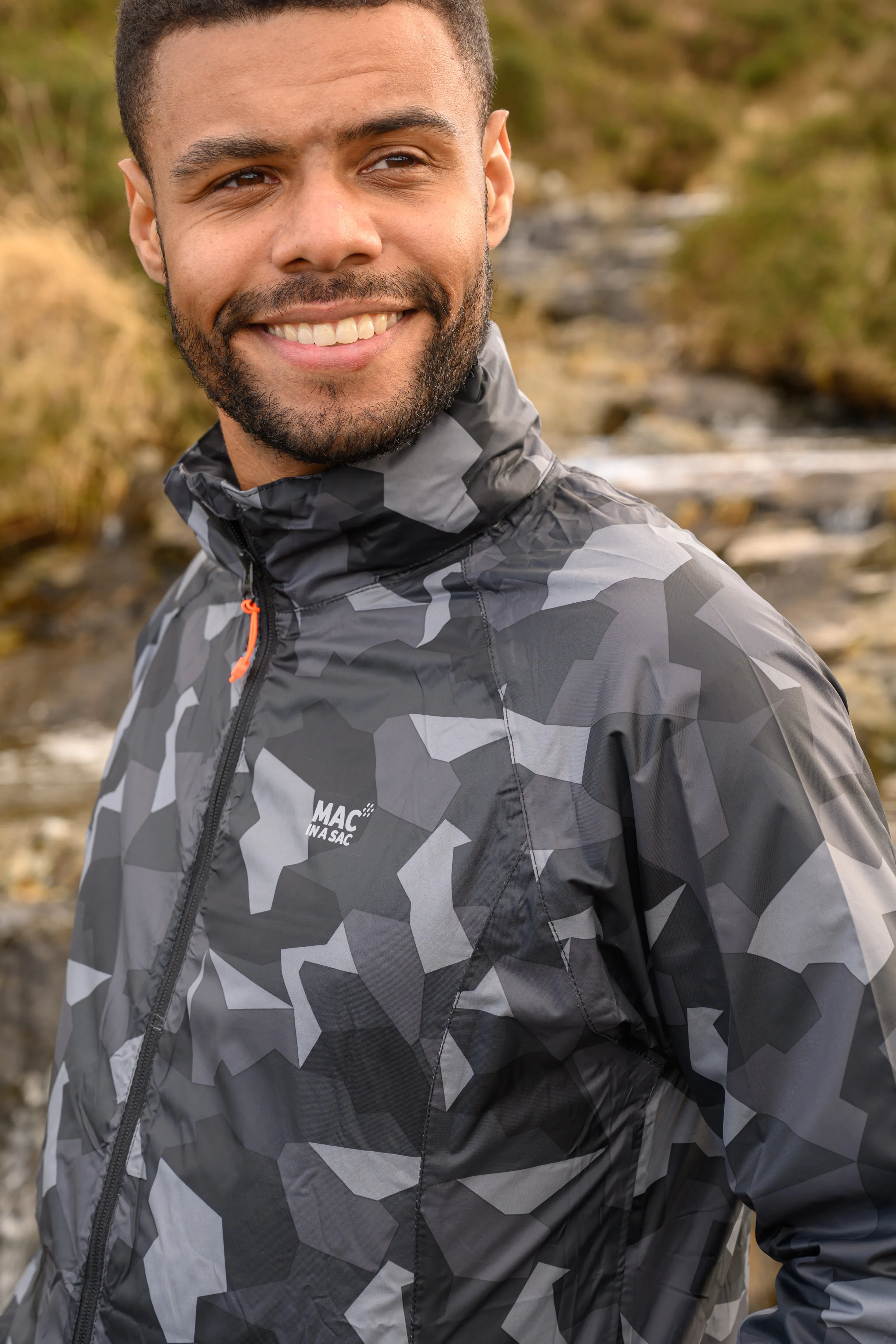 Origin Packable Waterproof Jacket - Black Camo Tonal Zip