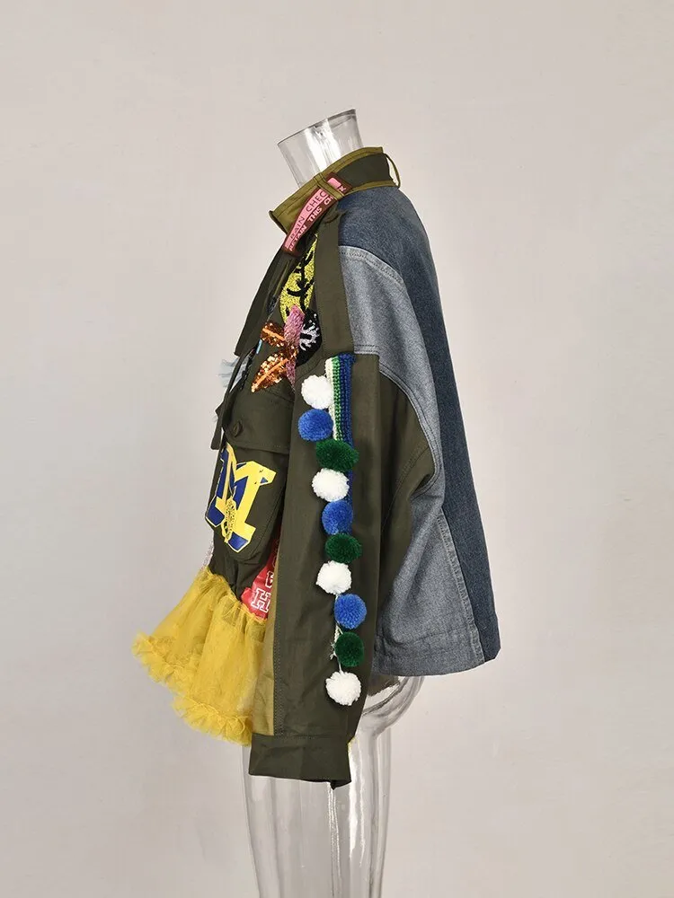 Pre Order:  Patches Sequins and Laces Collage Jacket - @modelnehemie
