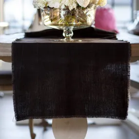 Provence Black Linen Fringed Runner