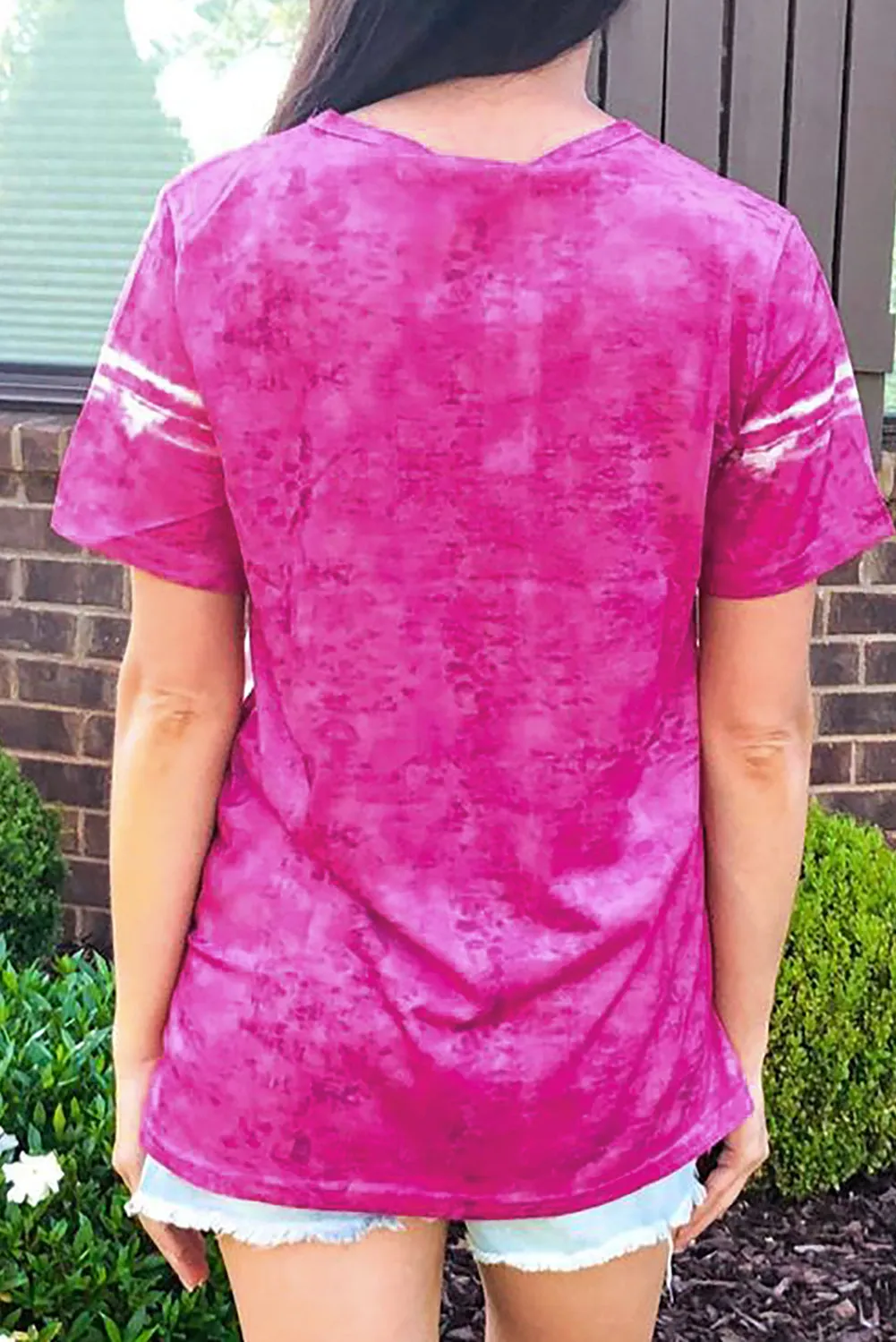 Short Sleeve Tie Dye Shirts Colorblock Tops
