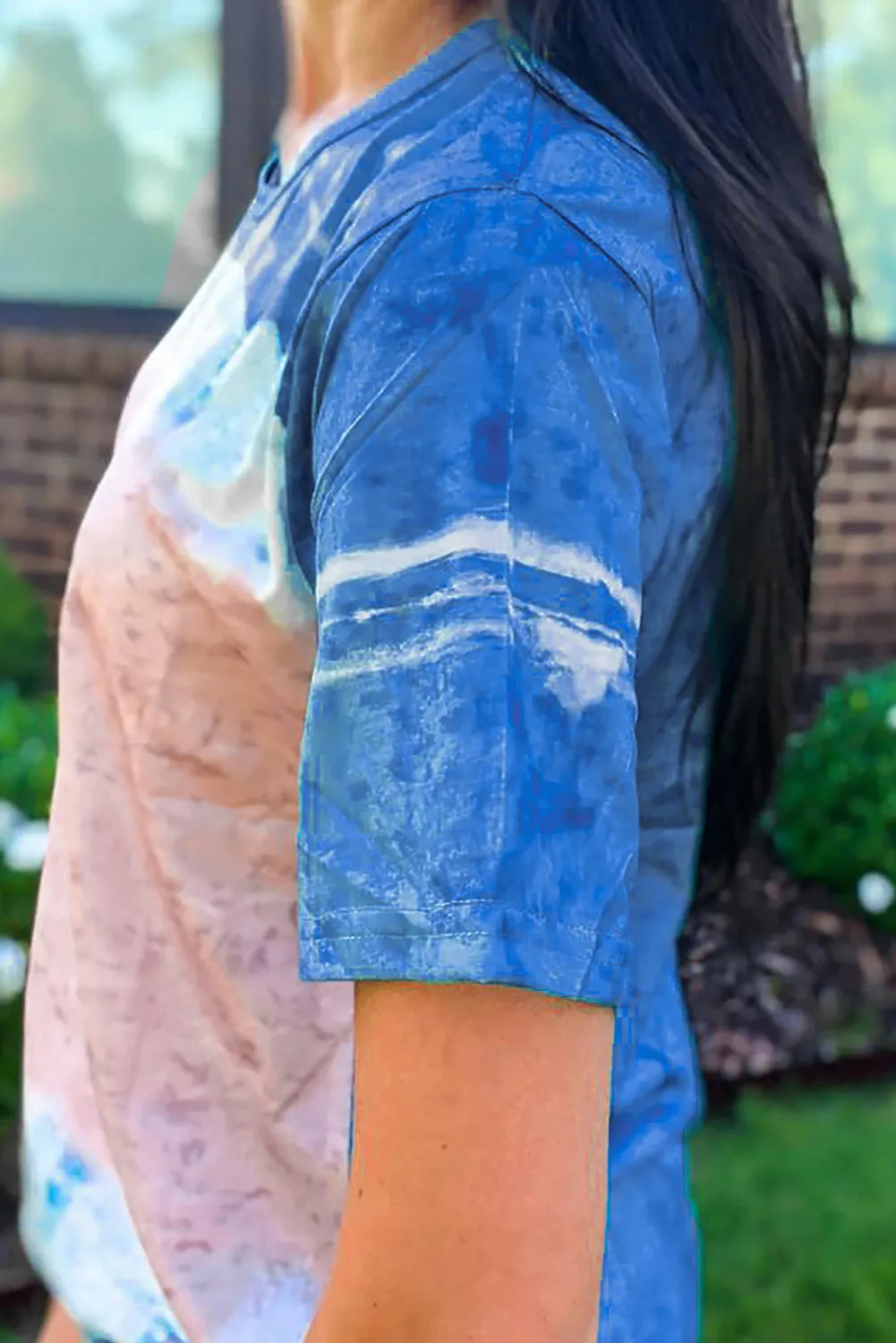 Short Sleeve Tie Dye Shirts Colorblock Tops