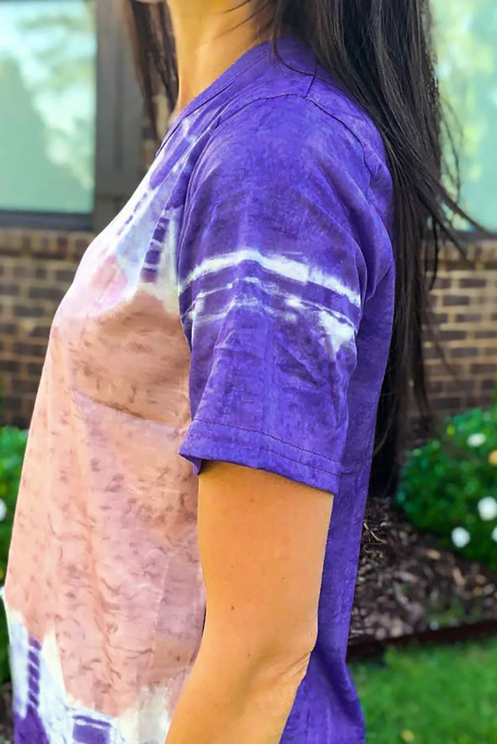 Short Sleeve Tie Dye Shirts Colorblock Tops