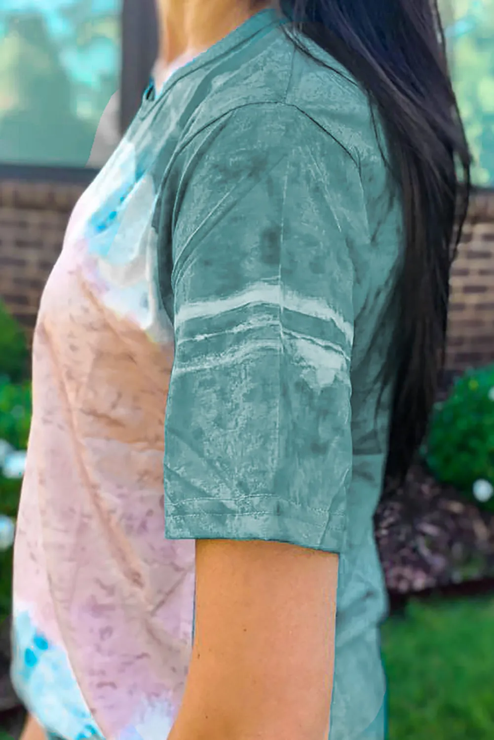 Short Sleeve Tie Dye Shirts Colorblock Tops