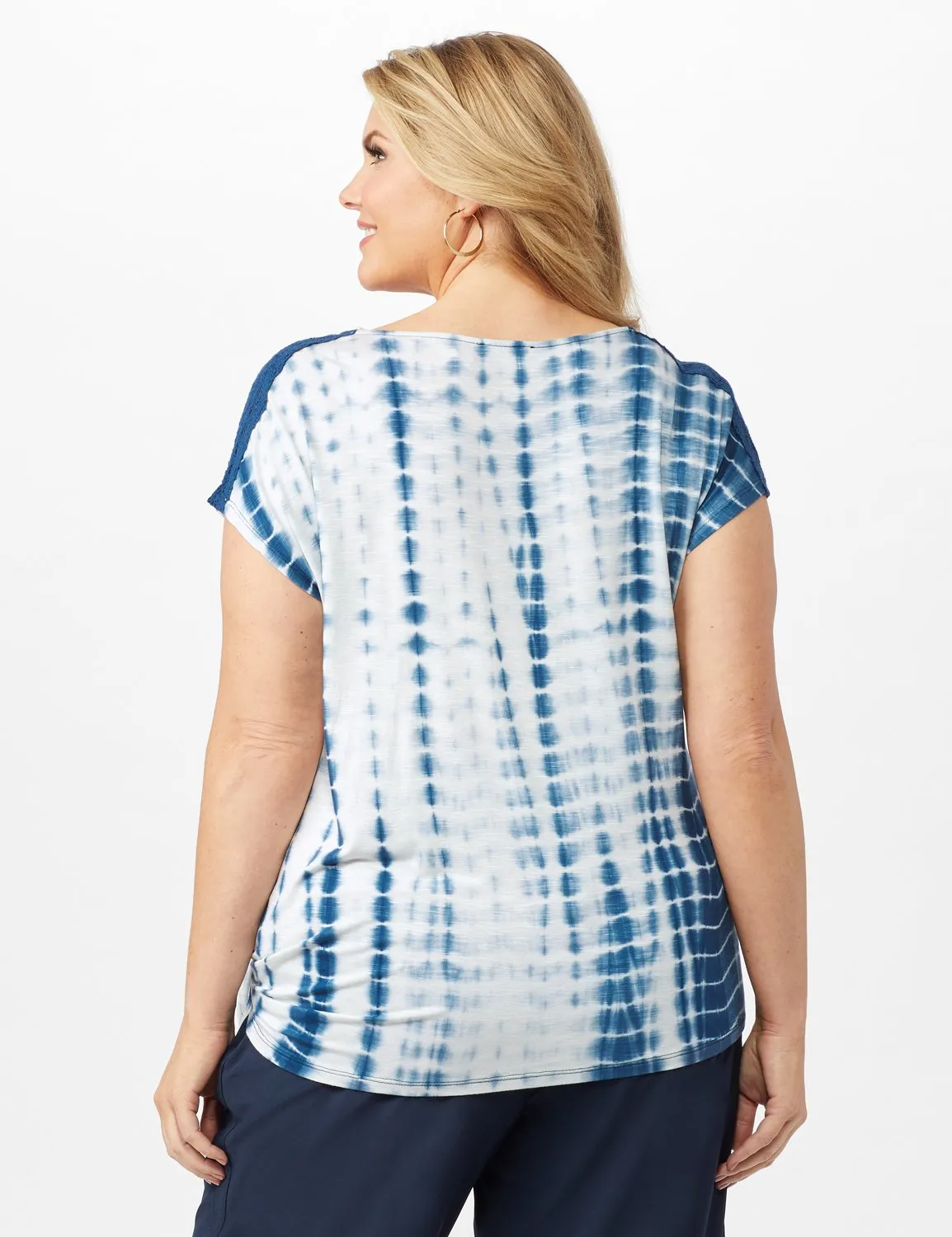 Side Tie Crochet Trim Tie Dye Top