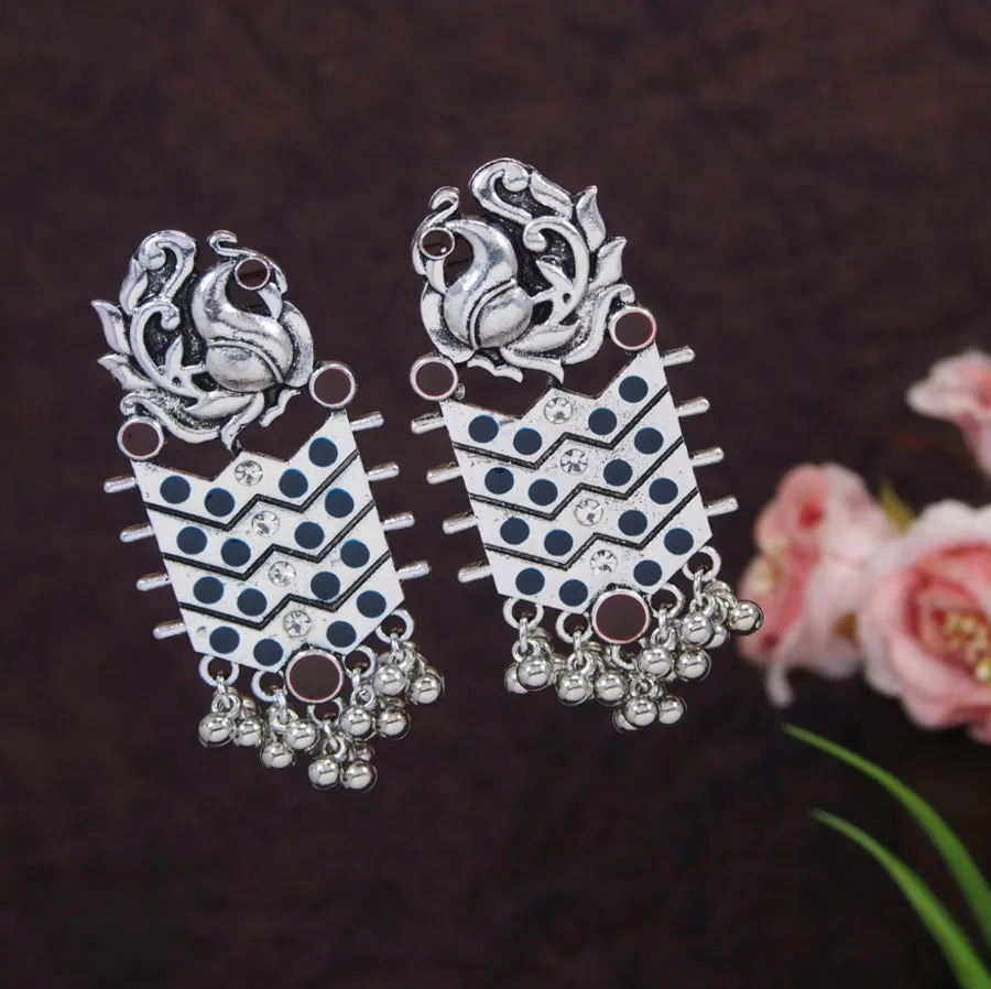 Silver Plated Fancy Designer Beautiful Peacock Antique Earring