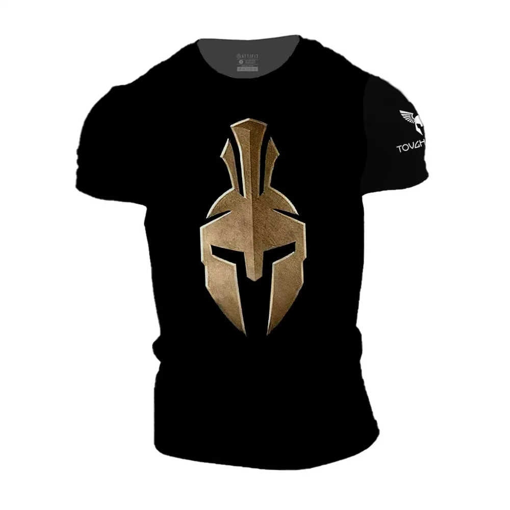 T Shirt For Men Spartan Bodybuilding Tracksuits Leisure O-neck Outdoor Sports Short Sleeve Summer Quick Dry Material Loose Tees