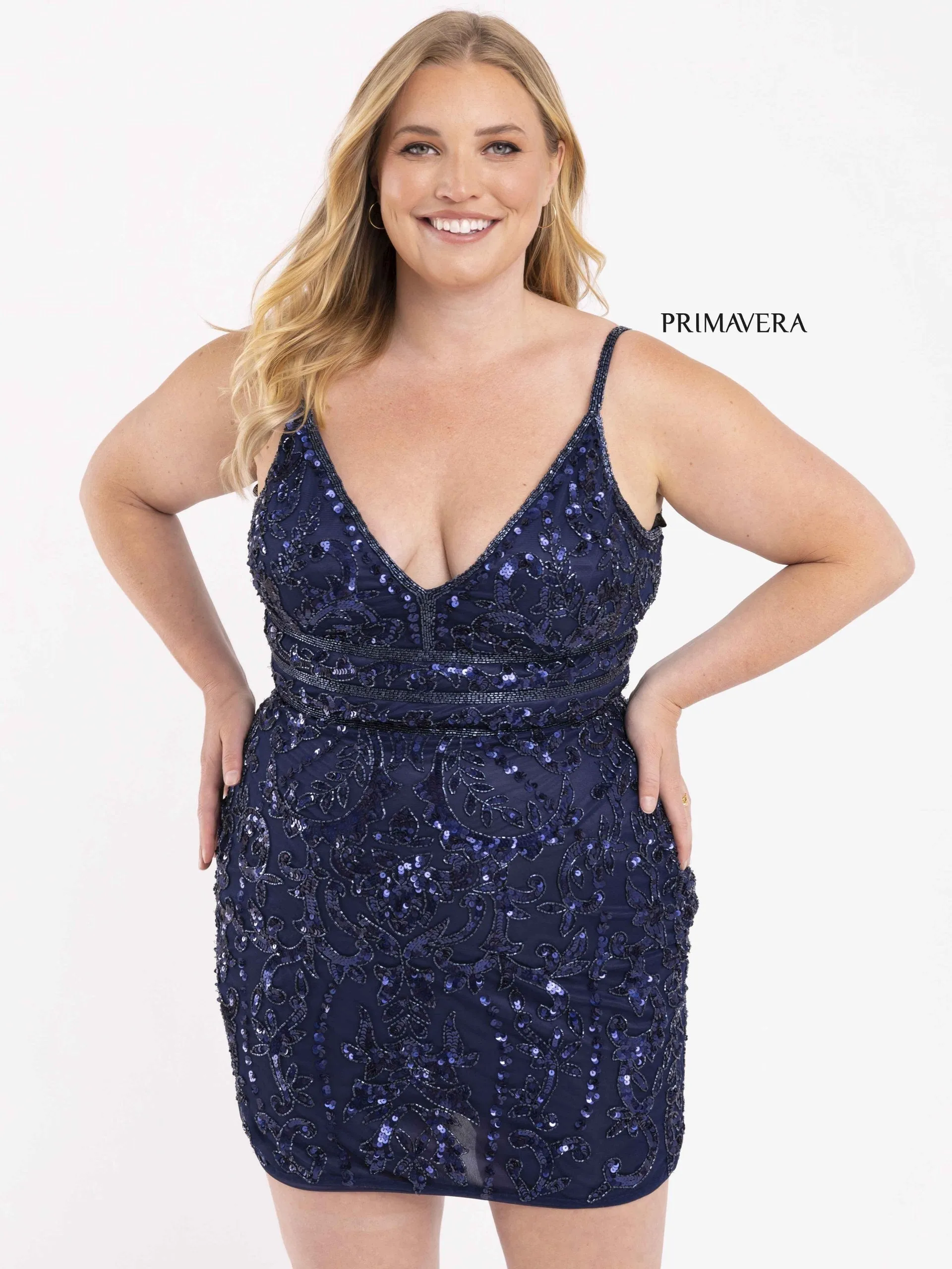 Temina | Beaded Cocktail Dress | Curvy by Primavera 14035