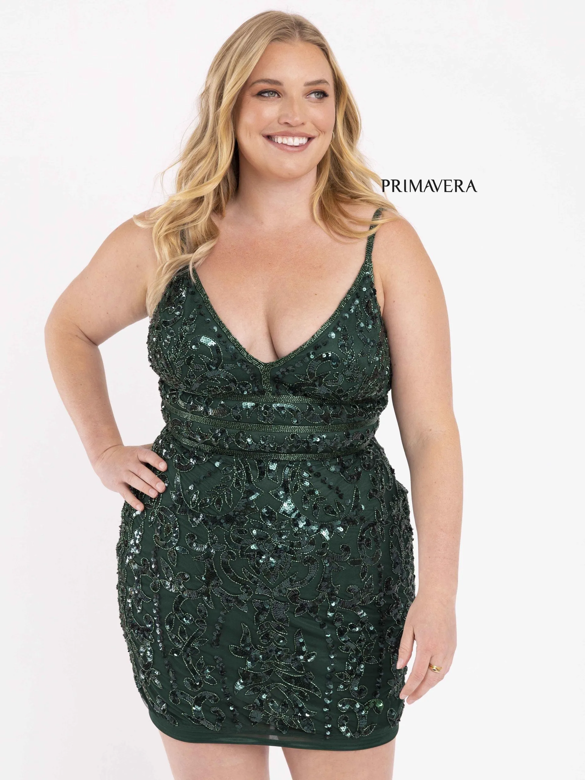 Temina | Beaded Cocktail Dress | Curvy by Primavera 14035