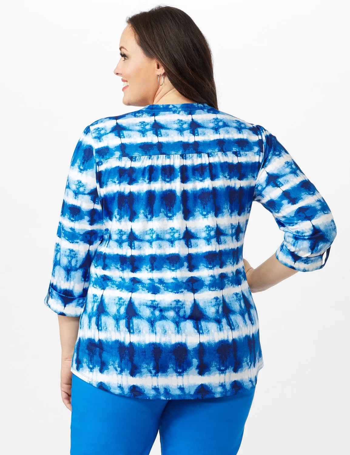 Tie Dye Stripe Pintuck Popover