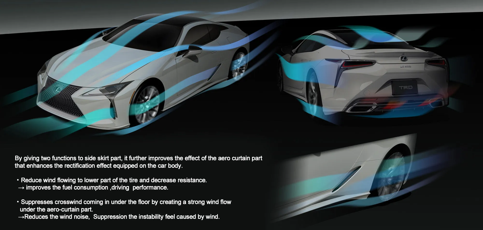 TRD JAPAN 2018-2024 Lexus LC 500/500h Factory Painted Side Skirts