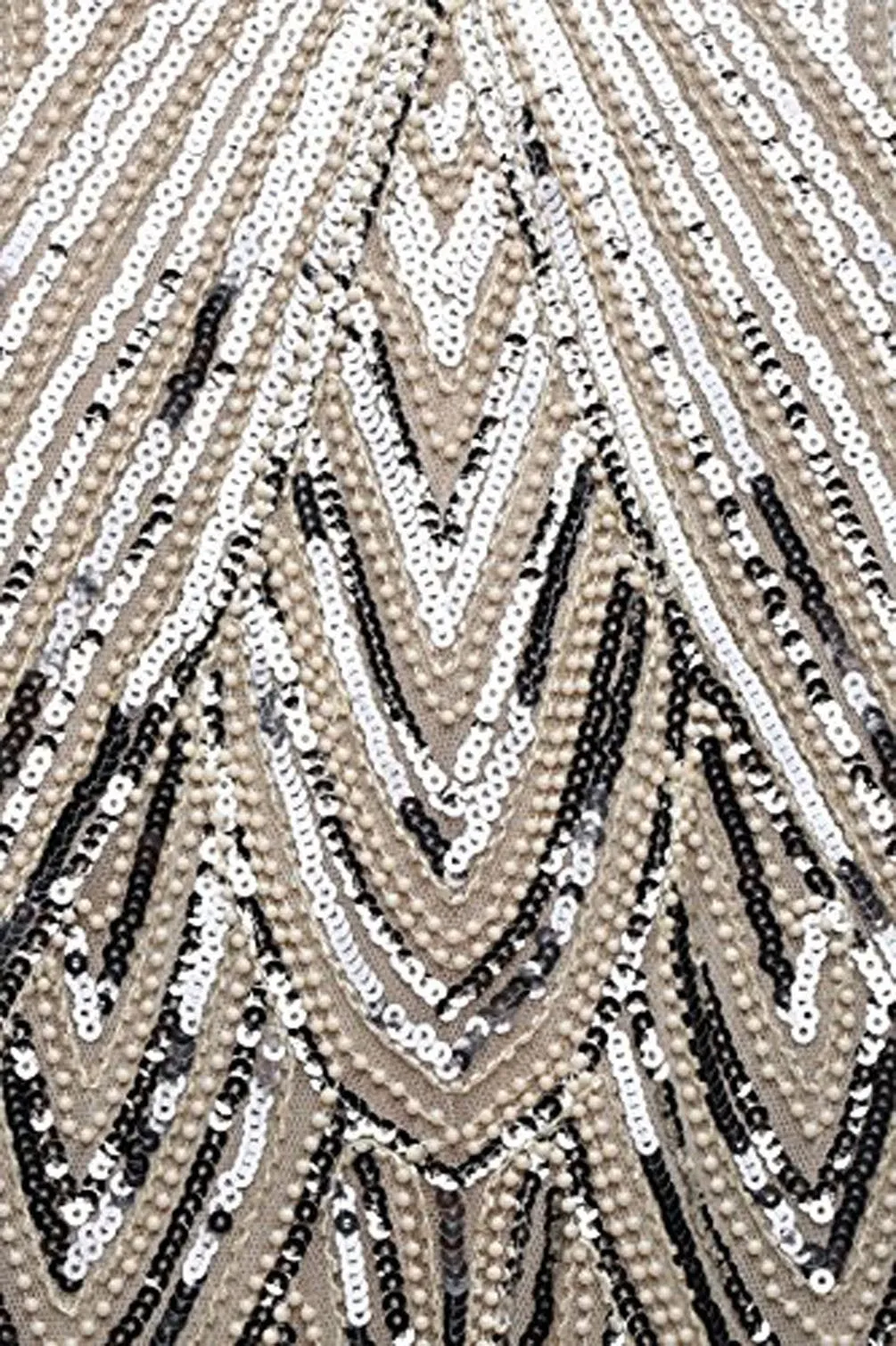 US STOCK Black and Gold Flapper Beaded Fringed Great Gatsby Dress