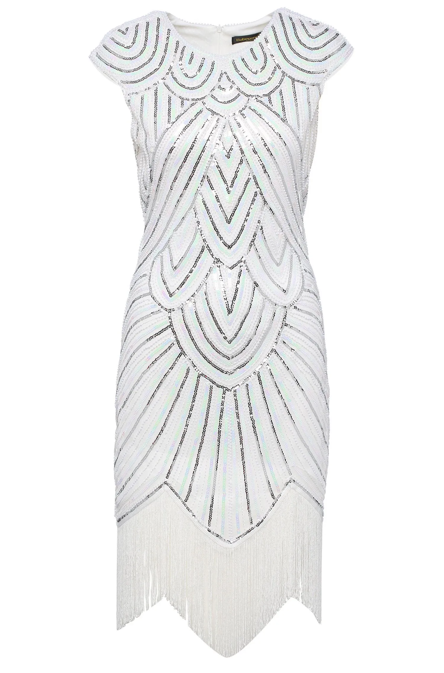 US STOCK Black and Gold Flapper Beaded Fringed Great Gatsby Dress