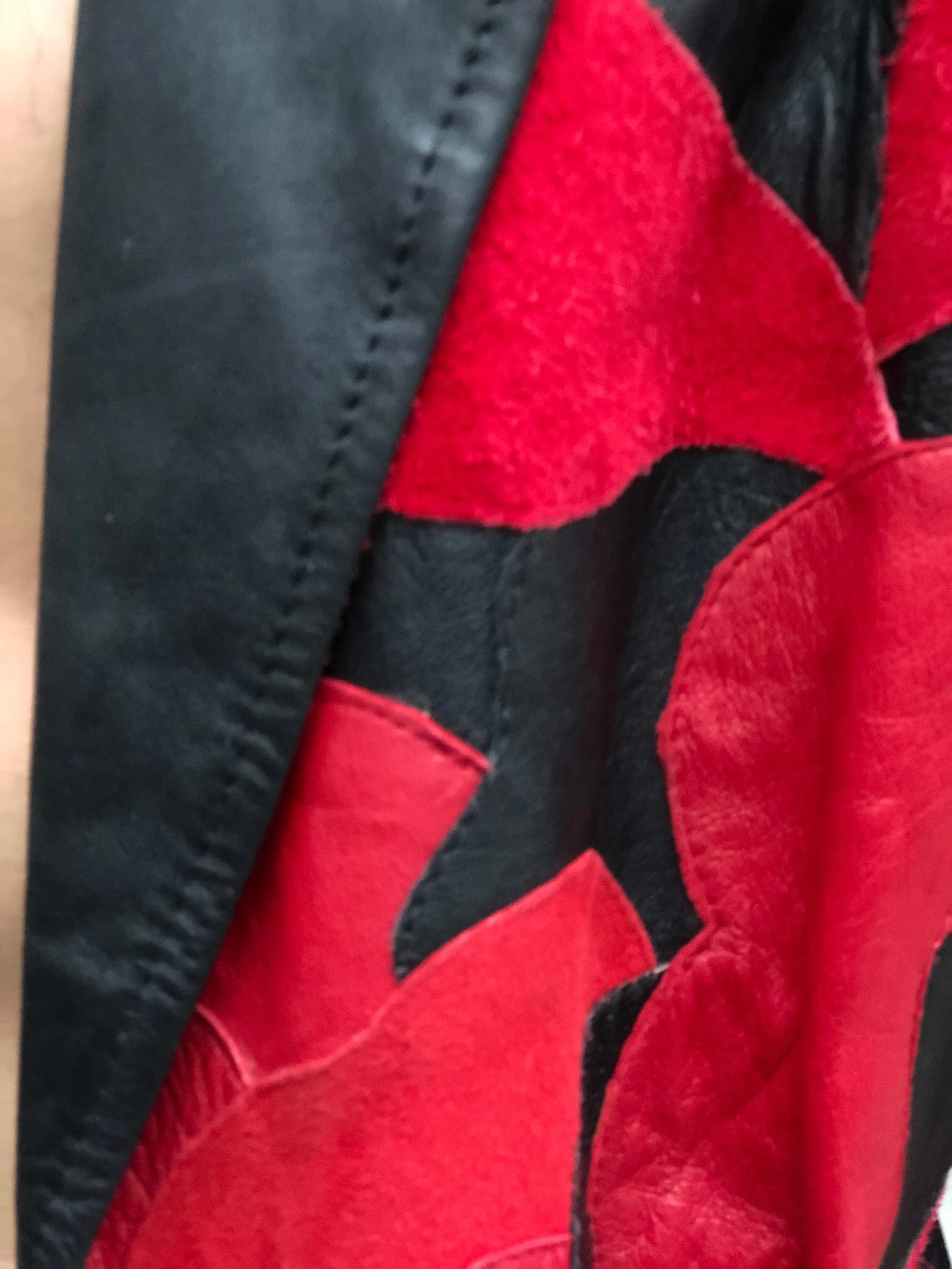 Vintage 80’s Red and Black leather blazer jacket