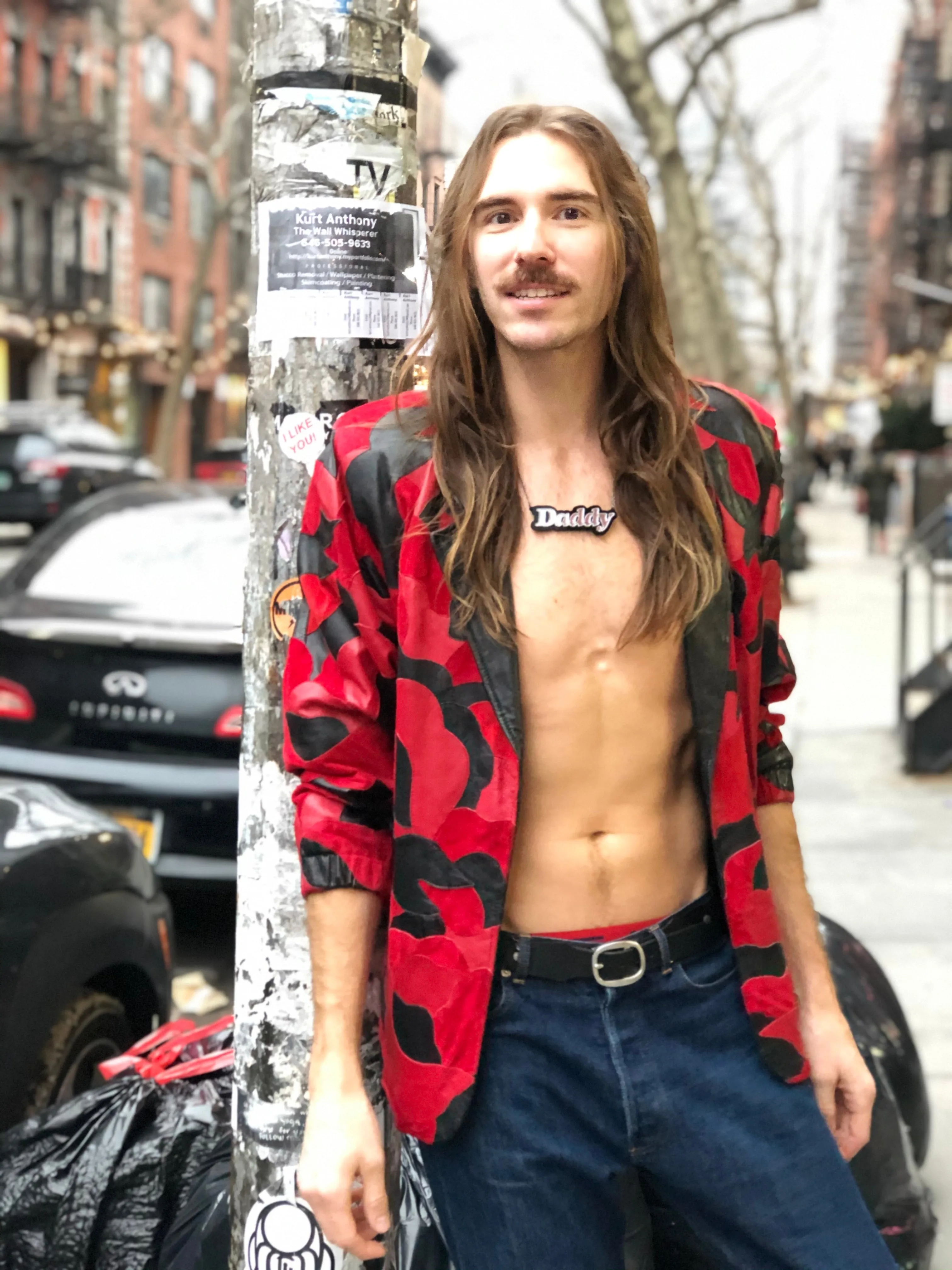 Vintage 80’s Red and Black leather blazer jacket