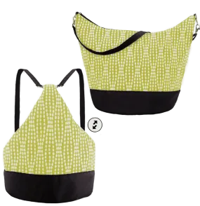 Wavy Dots in Yellow | Black Nylon | Convertible Backpack Purse