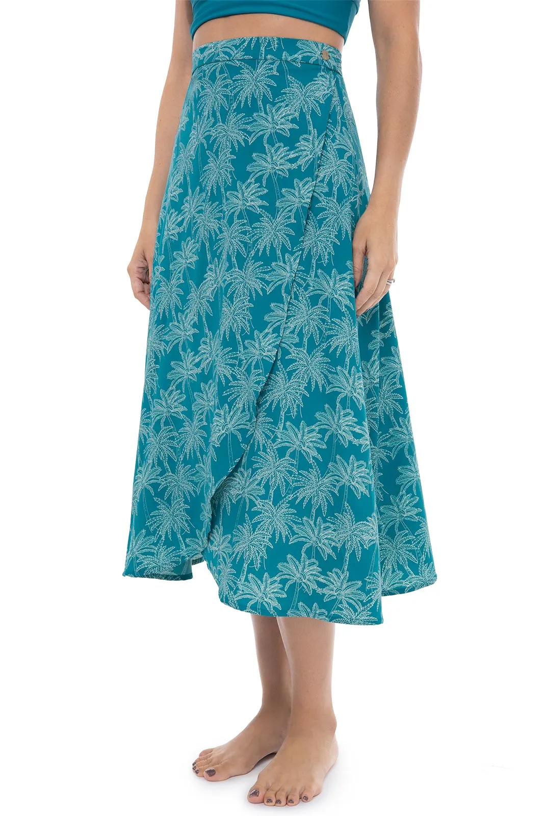 Women's Isla Convertible Wrap | Tahitian Teal Swaying Palms