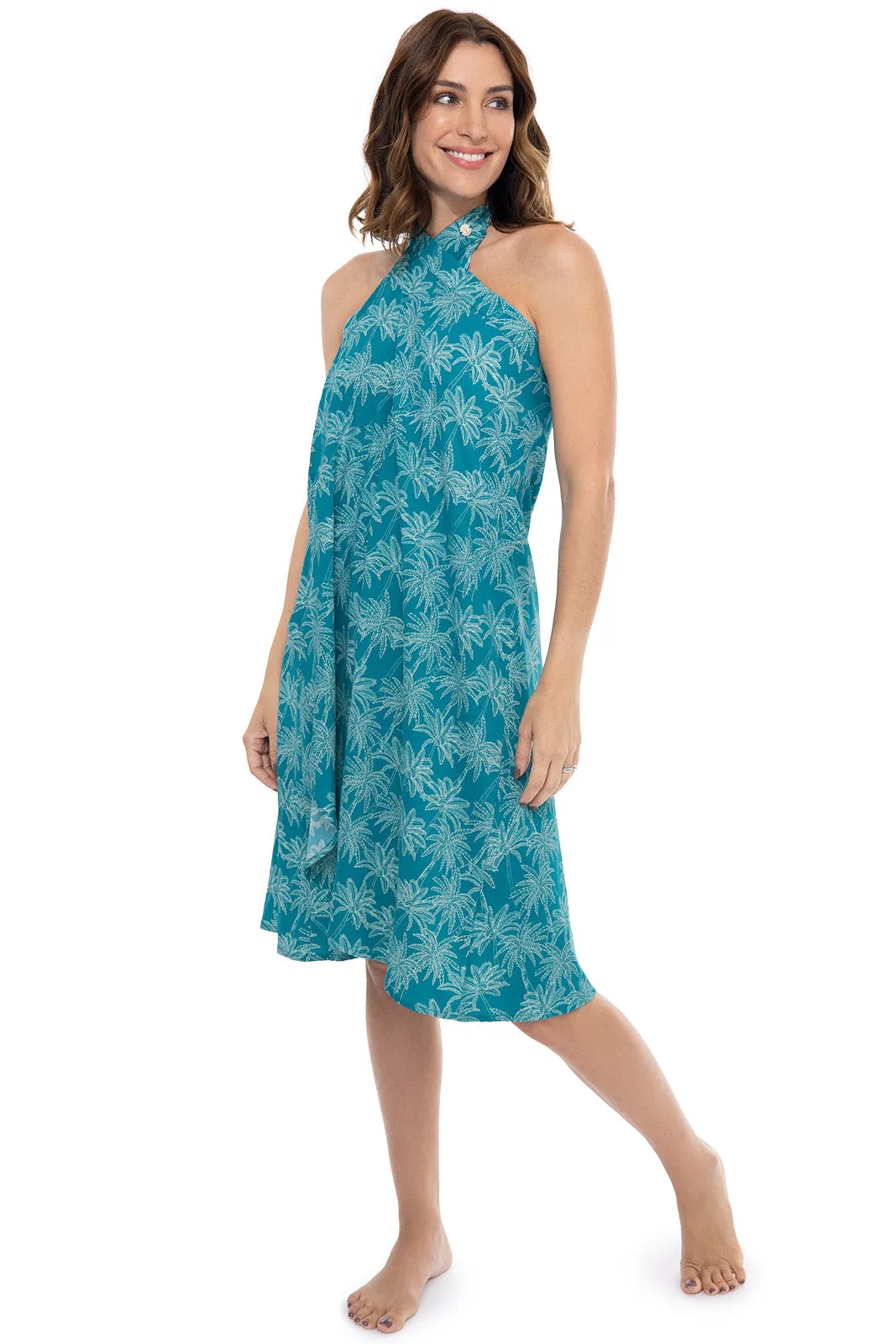 Women's Isla Convertible Wrap | Tahitian Teal Swaying Palms