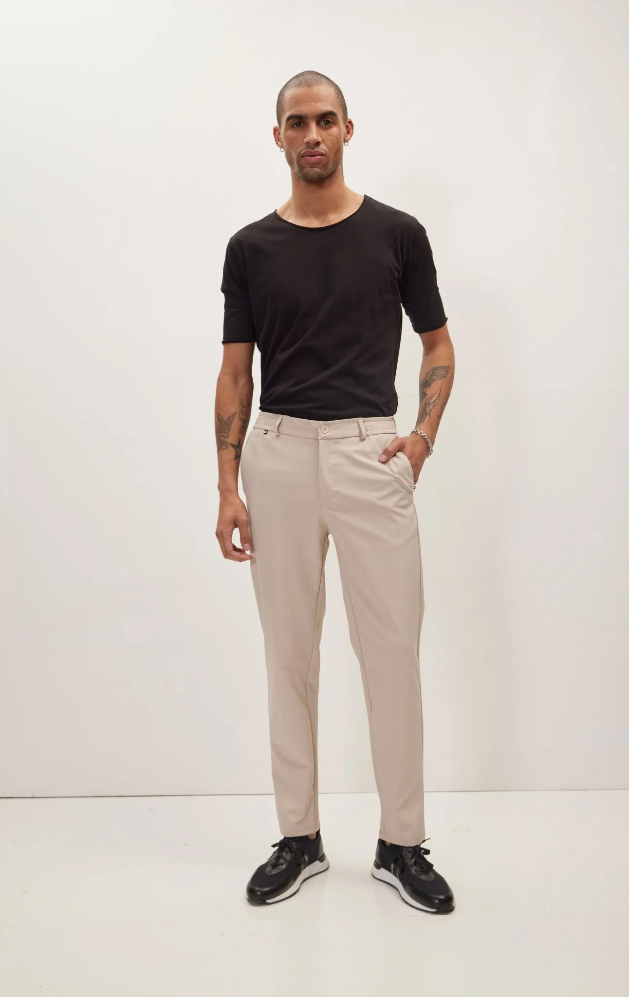 Wrinkle Free Tapered Travel Pants - Stone